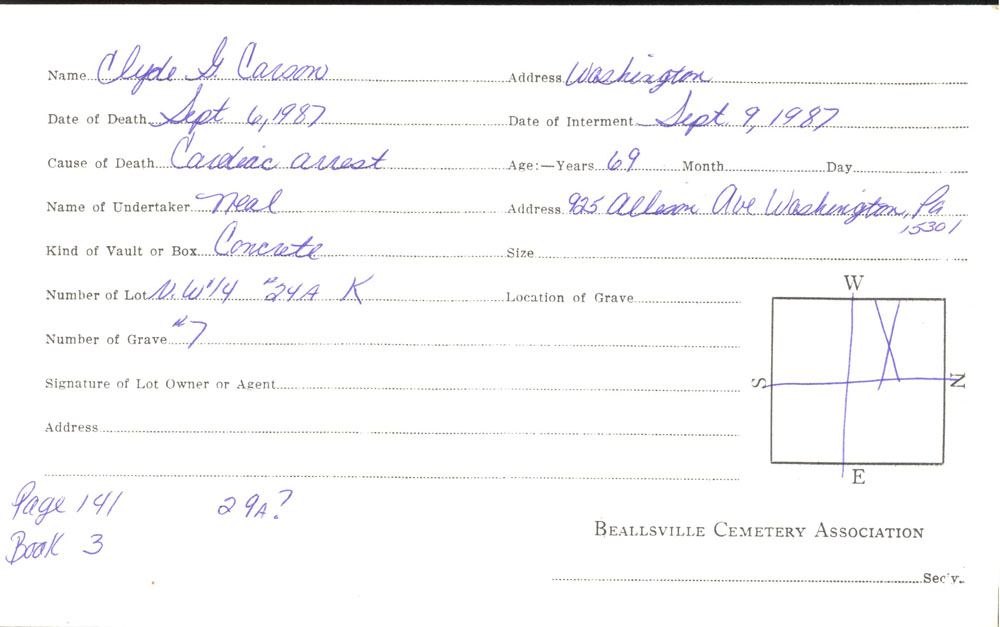 burial card